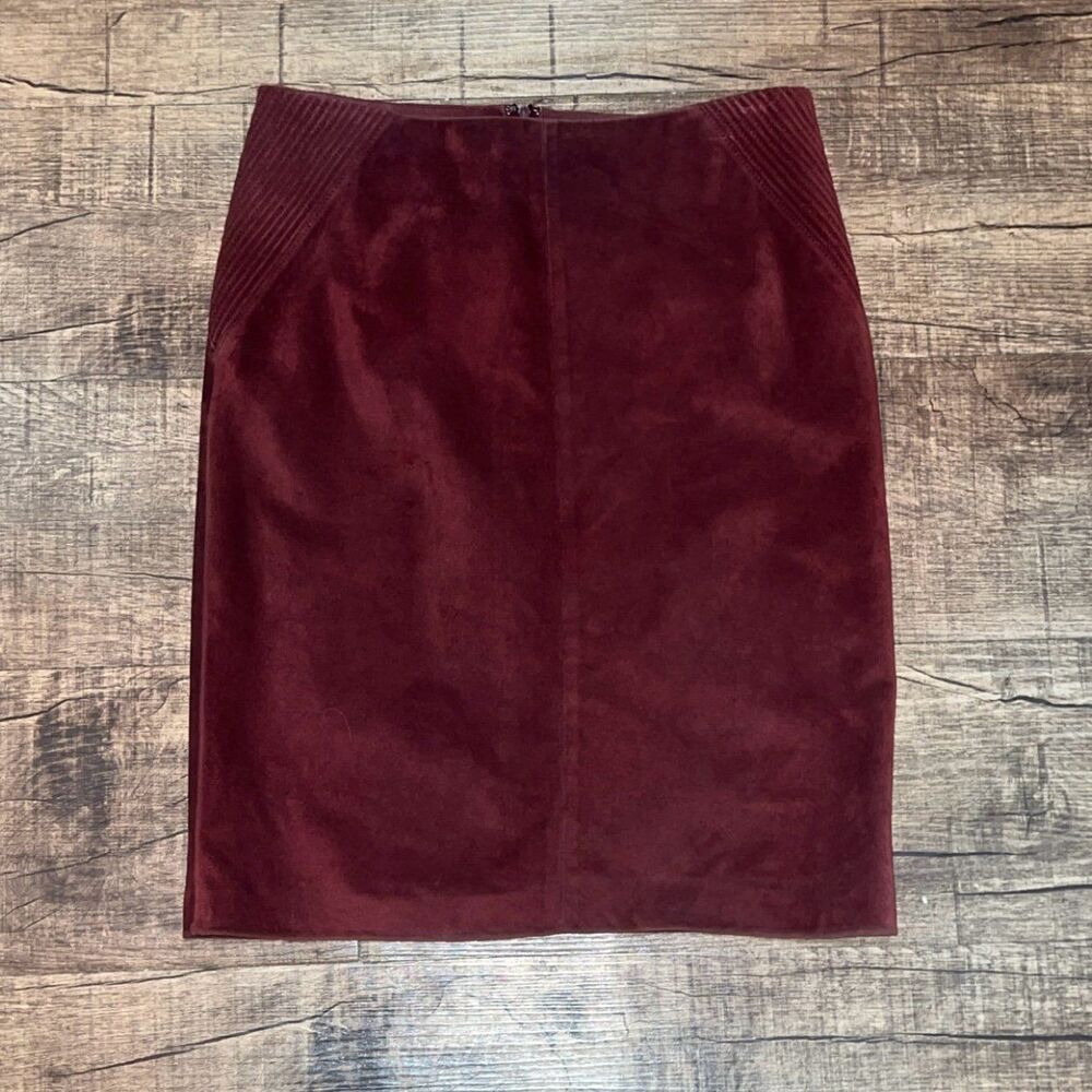 Vintage DKNY 100% leather burgundy maroon skirt